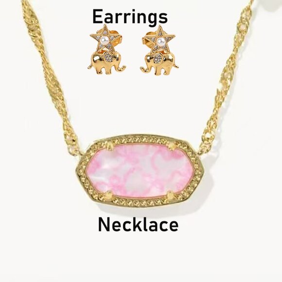 Kendra Scott gold necklace adorned with pink and purple gemstones, paired with - Picture 1 of 3